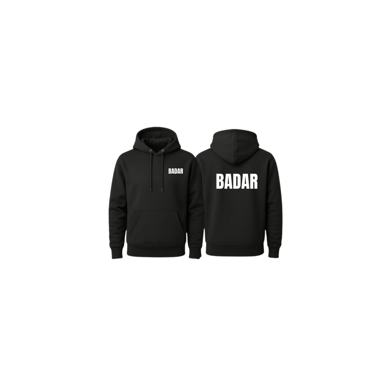 Personalized black hoodie with custom name print