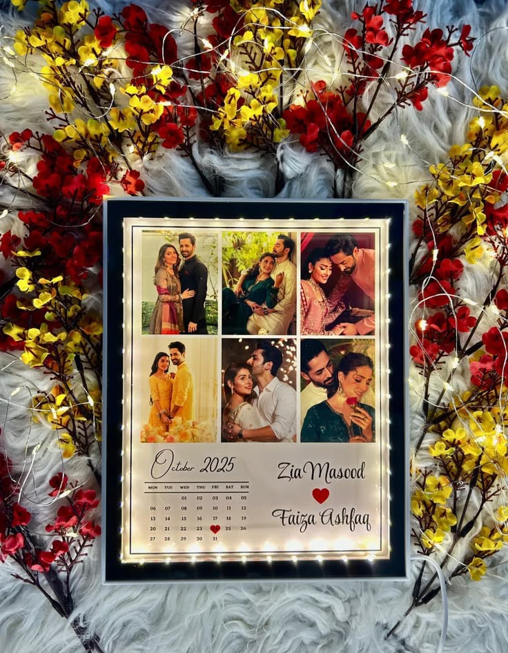 Customized LED Birthday Photo Frame with Calendar | Custom Birthday Gift