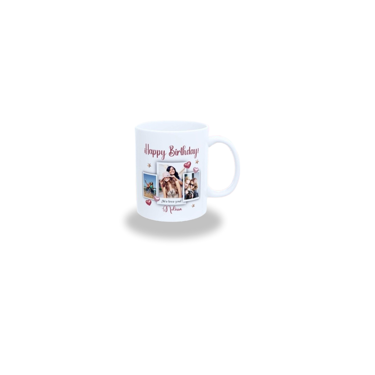 Customized birthday photo mug with photos and name