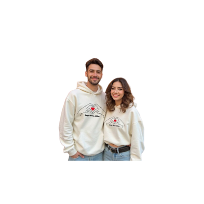 Customized Heart Initials White Hoodie